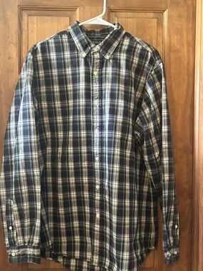 Polo by Ralph Lauren Navy, Green & White Plaid Button-Down Shirt